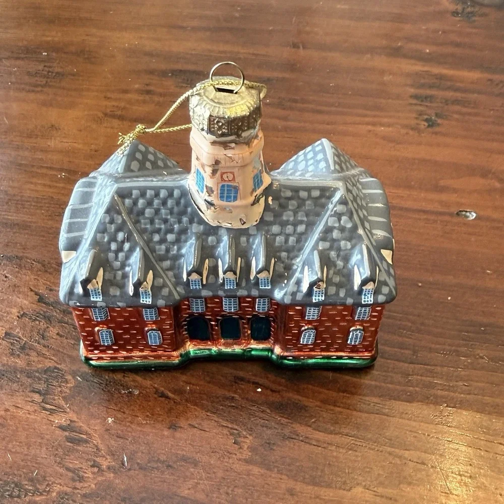 Coll‎ Williamsburg Capital Bldg Ornament Blown Glass Christmas Vtg READ